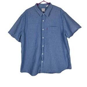 Levi's Mens XXL Shirt Short Sleeve Button Down Blue Oxford Cotton Standard Fit